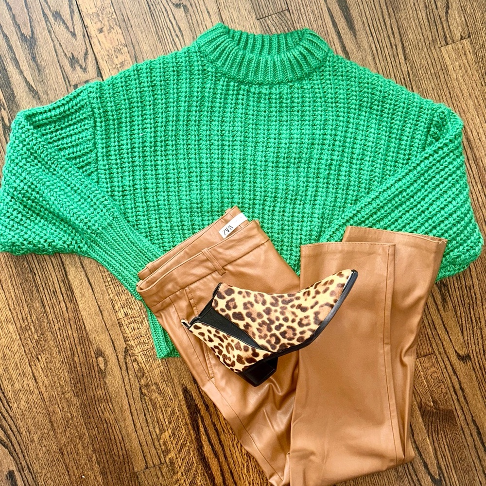 H&M Vibrant Green Cowl Neck Sweater